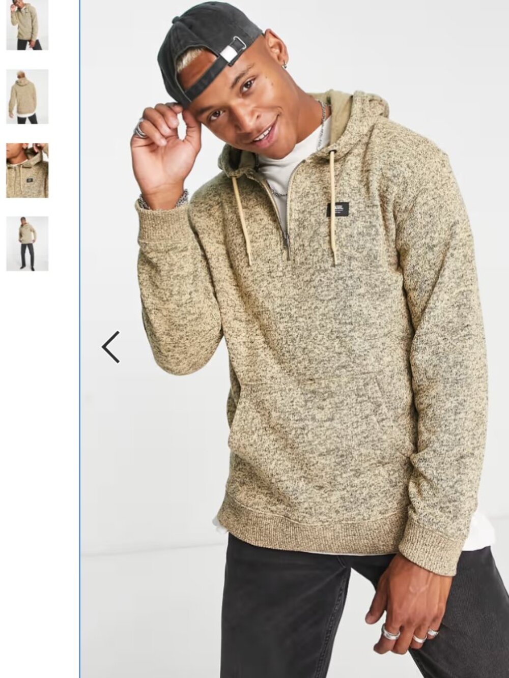 *Vans - Hoodie van borg met korte rits in taupe